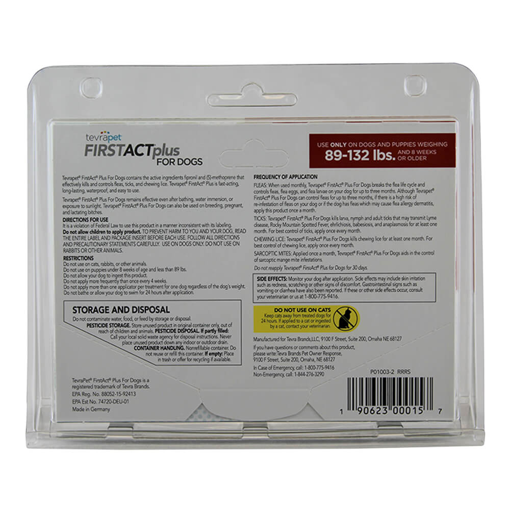 tevrapet firstact plus for dogs 89-132 lbs, 3 month supply