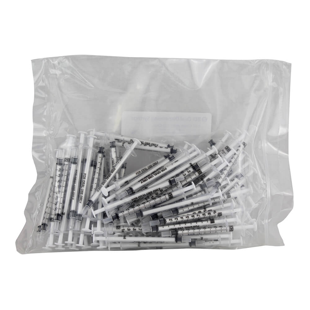 bd oral dispensing syringe 1 ml clear w/ tip cap 100 ct