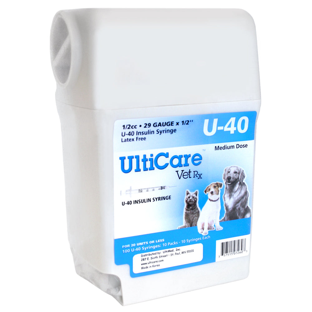 ulticare u-40 insulin syringe w/ disposal 1/2 cc 29 gauge x 1/2" 100 ct