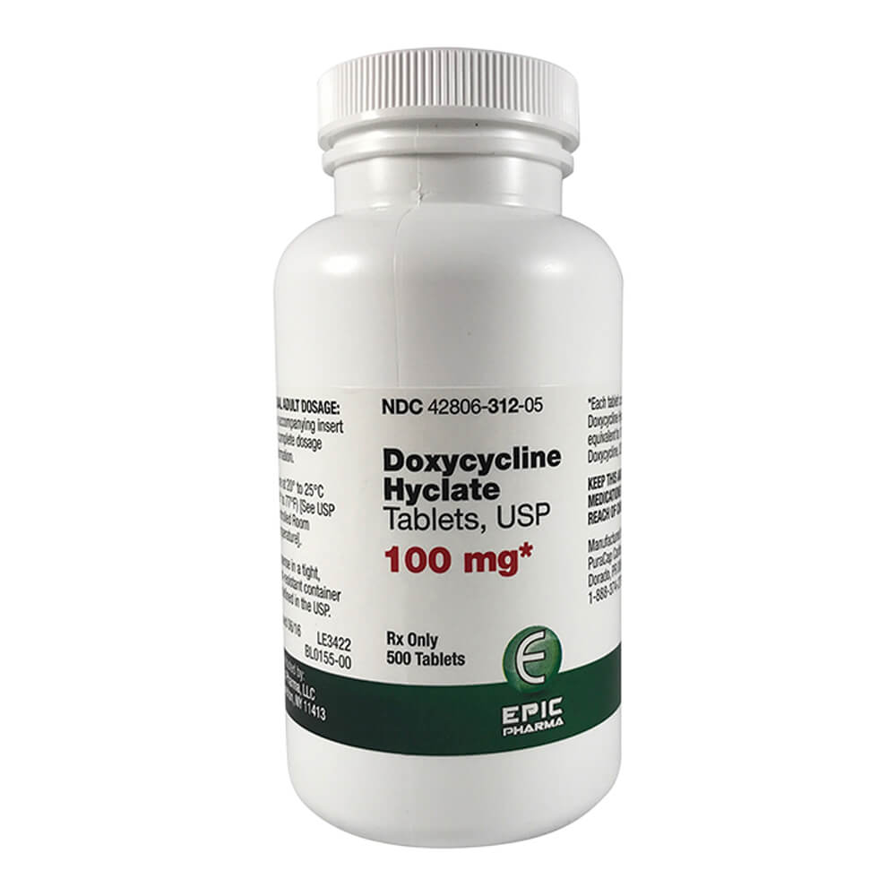 rx doxycycline 100 mg x 500 tablets