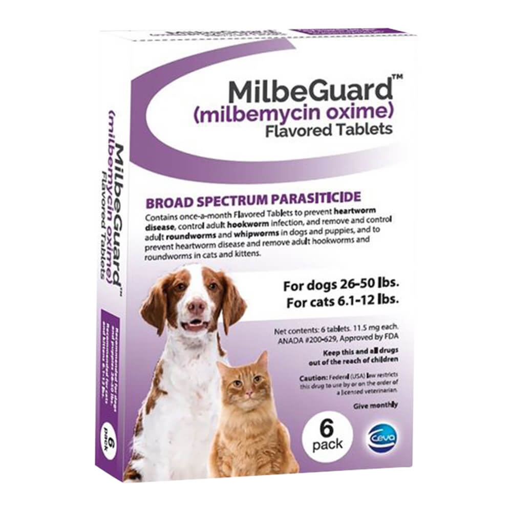 rx milbeguard dog 26-50lb cat 6.1-12lb (purple) x 6 tablet