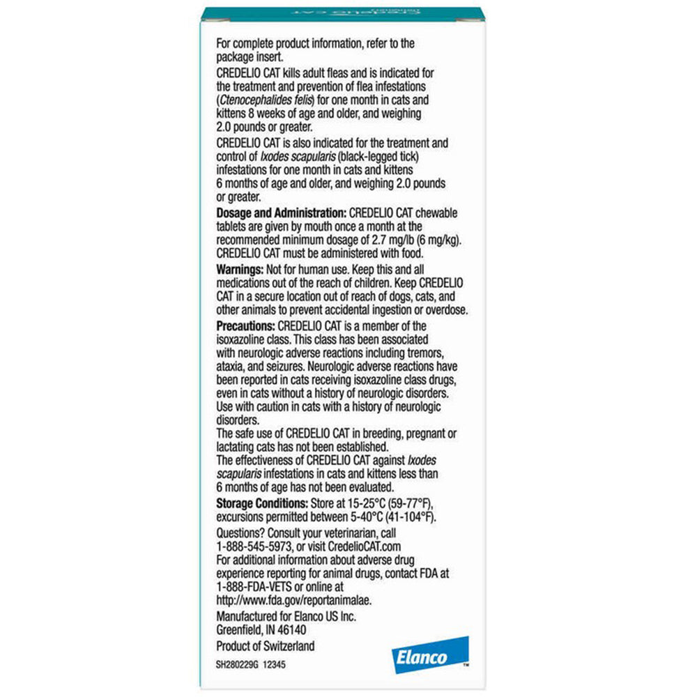 rx credelio cat 4.1-17 lbs (teal) x 1 tablet