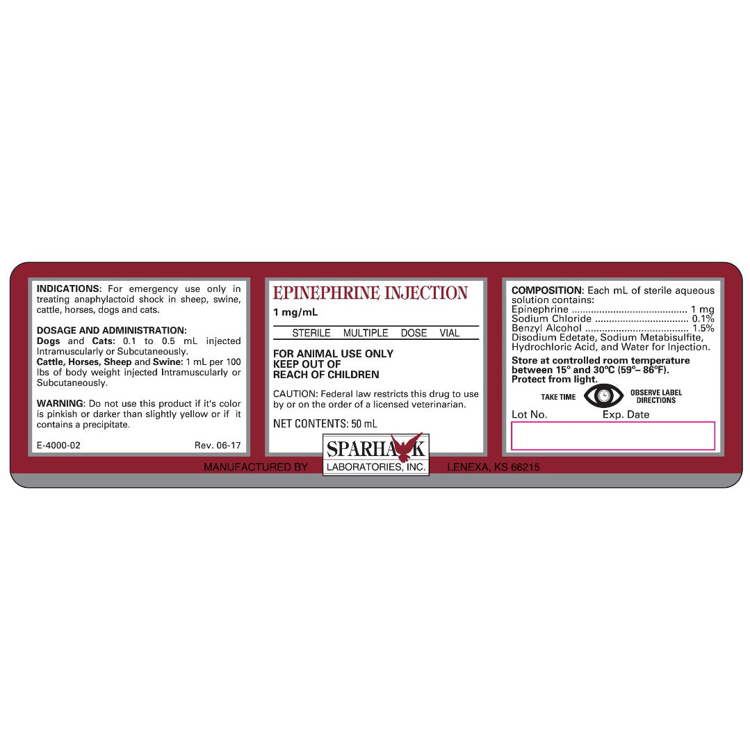 rx epinephrine inj 1:1000 50ml