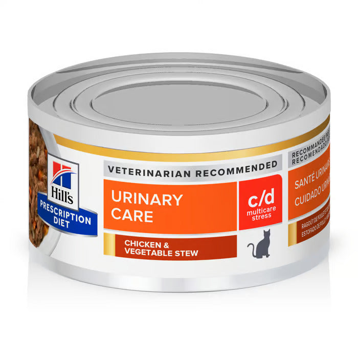 rx hill's prescription diet c/d multicare urinary care stress chicken & vegetable stew wet cat food 2.9 oz, case of 24 cans