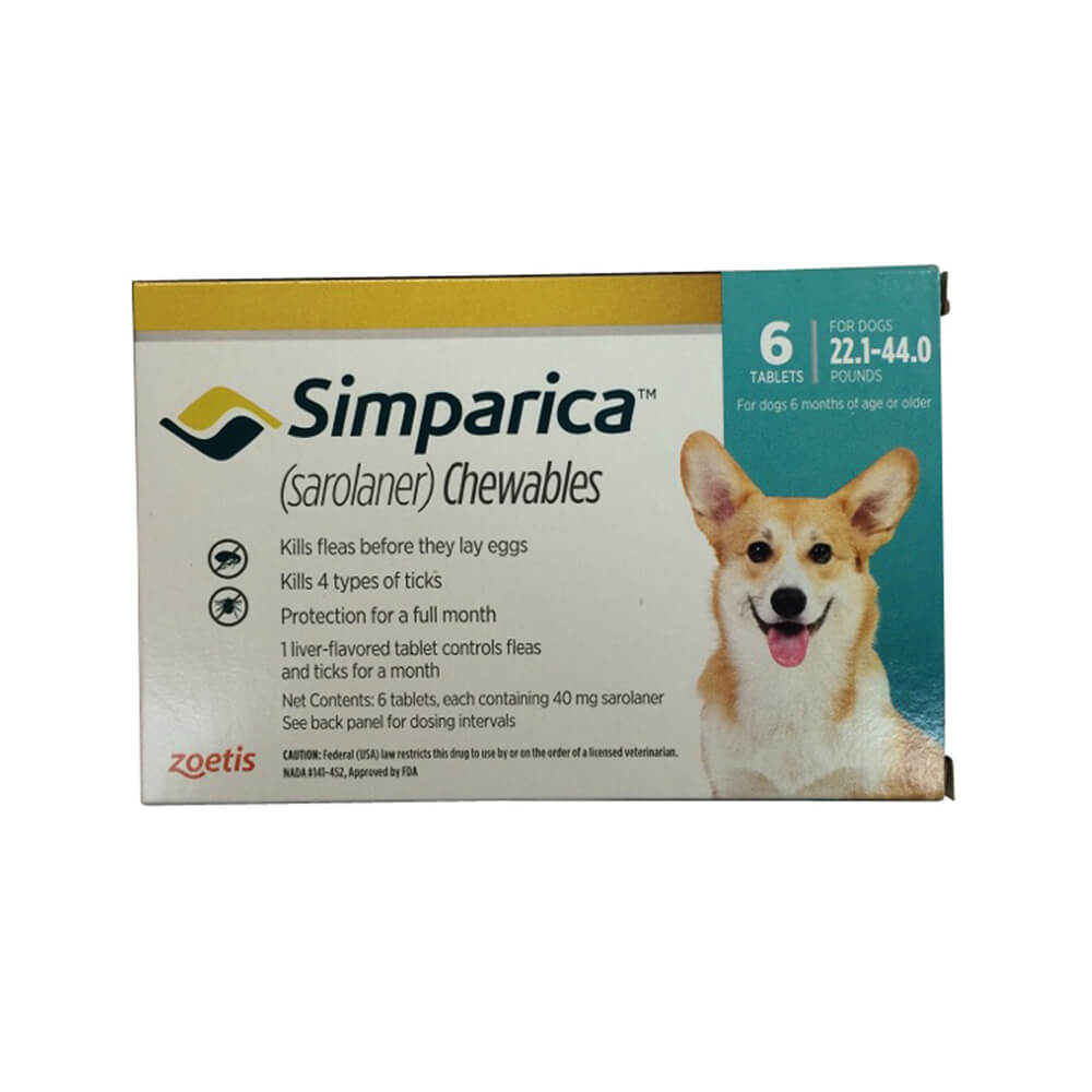 rx simparica 22.1-44lbs x 6 tablets