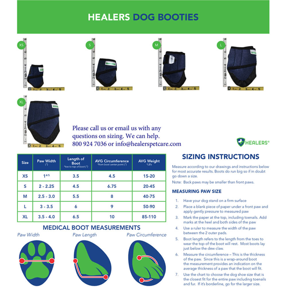 healers medical dog boots box set of 2 boots & 2 gauze inserts, xlarge