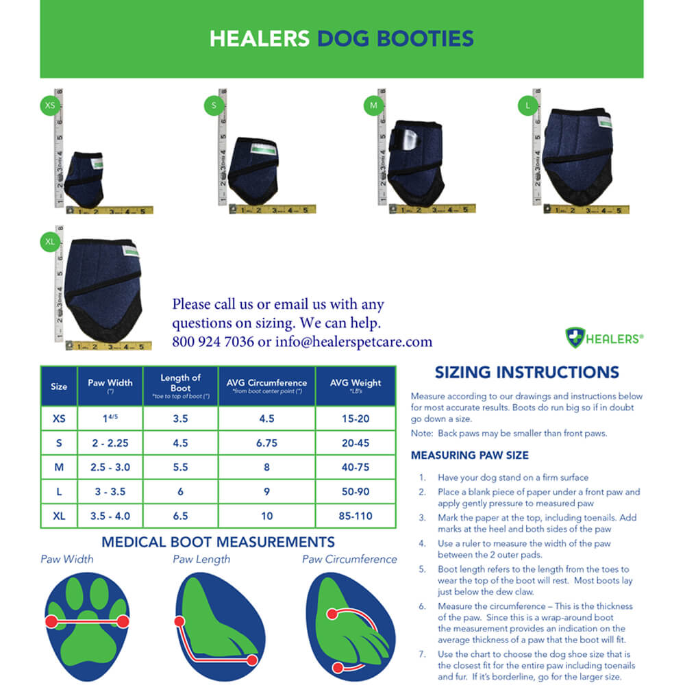 healers medical dog boots box set of 2 boots & 2 gauze pads, small