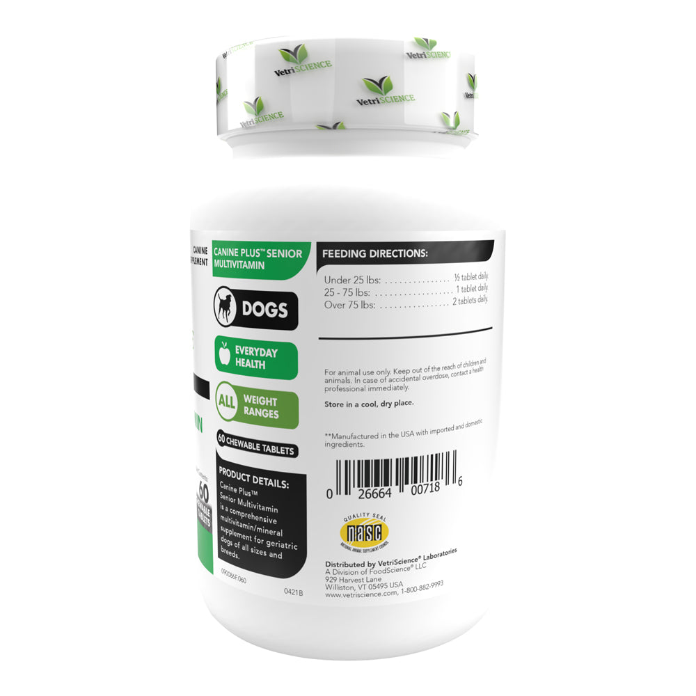 canine plus senior multivitamin formula for older dogs 60 chewable tablets