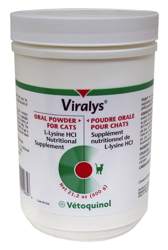 vetoquinol viralys l-lysine supplement for cats, 600 gm