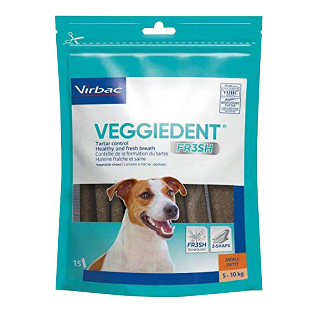 virbac c.e.t. veggiedent fr3sh dental chews, small, 30 ct