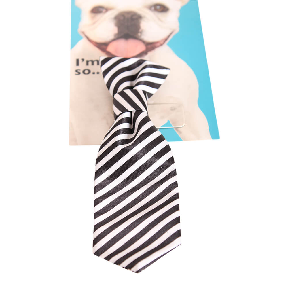 pet head i'm so fly black & white stripe tie