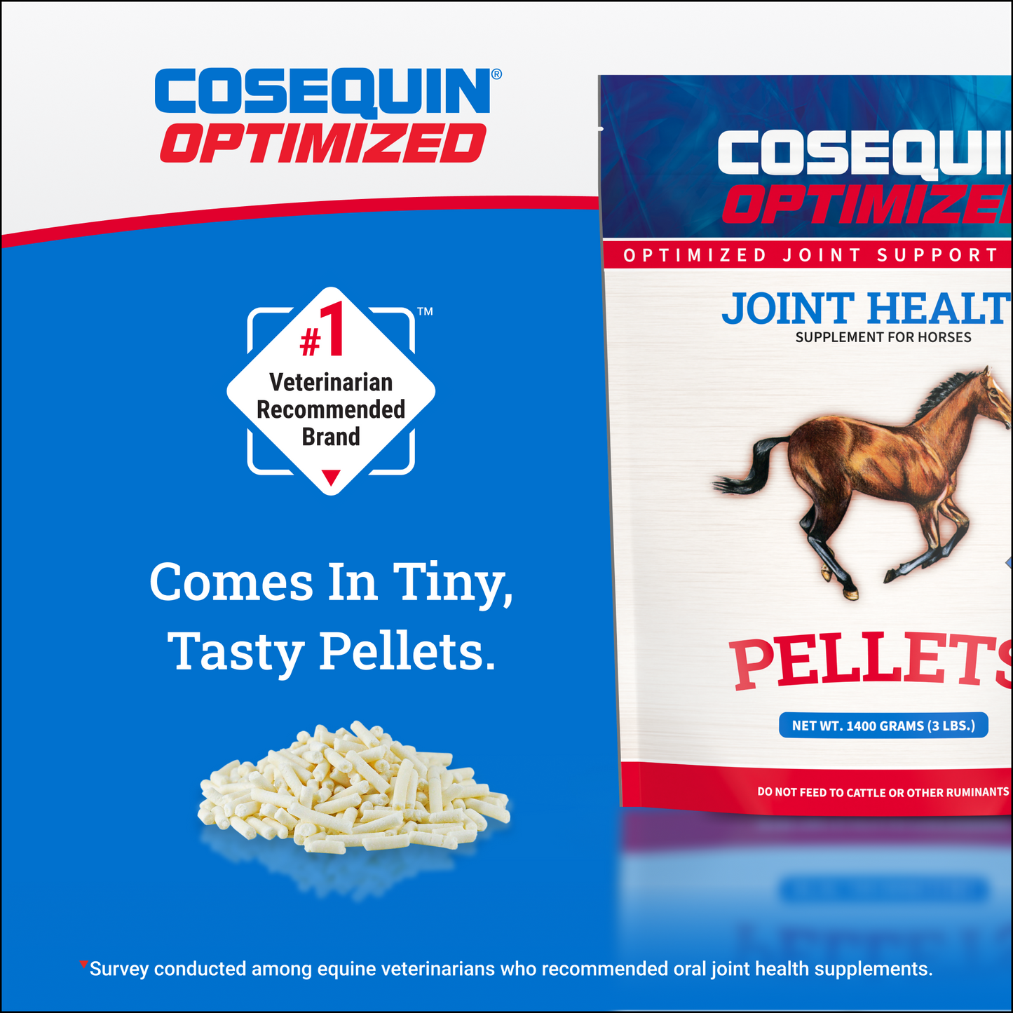 cosequin optimized pellets with msm joint health supplement for horses, 1400 grams