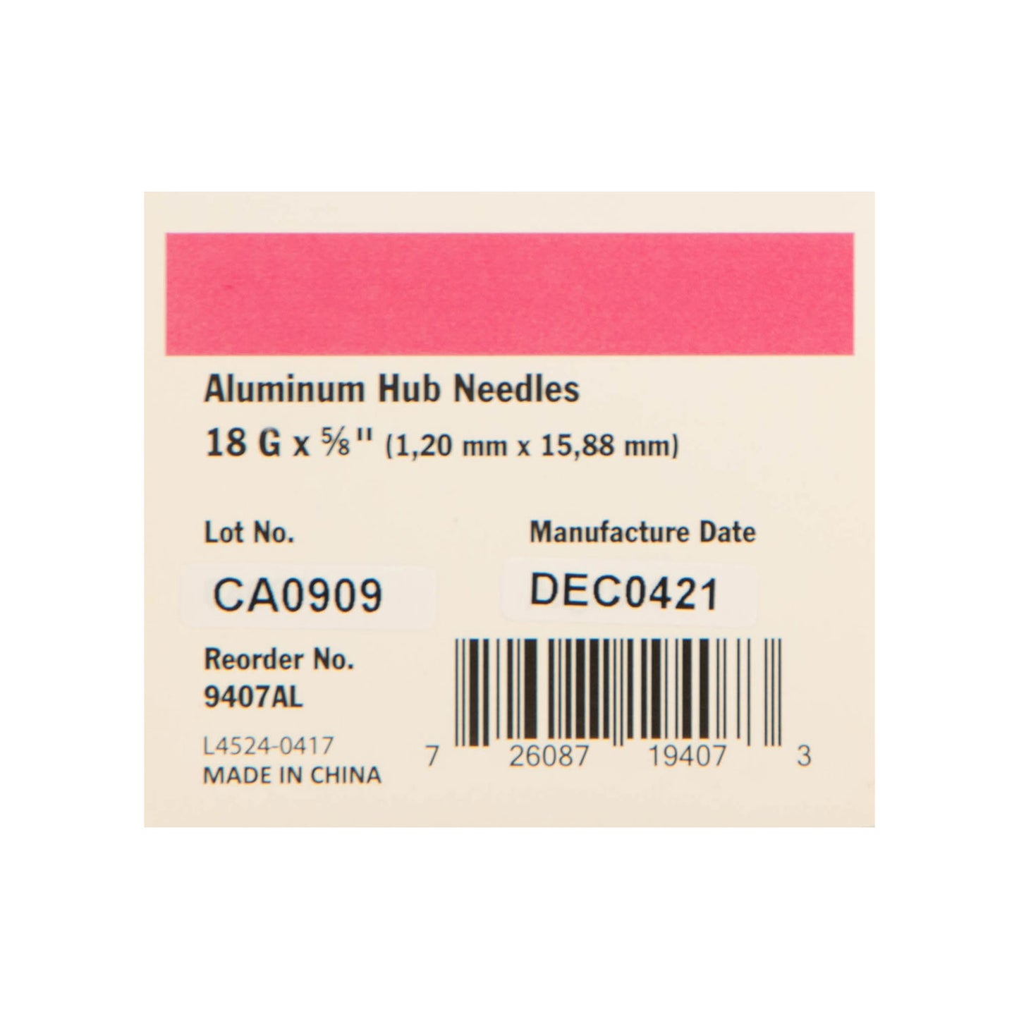 18 ga x 5/8" alum hub needle (100)
