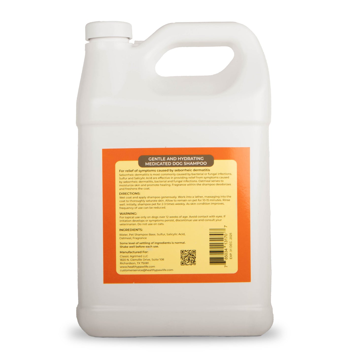 healthy paw life's sulfur, salicylic acid, oatmeal shampoo, 1 gallon