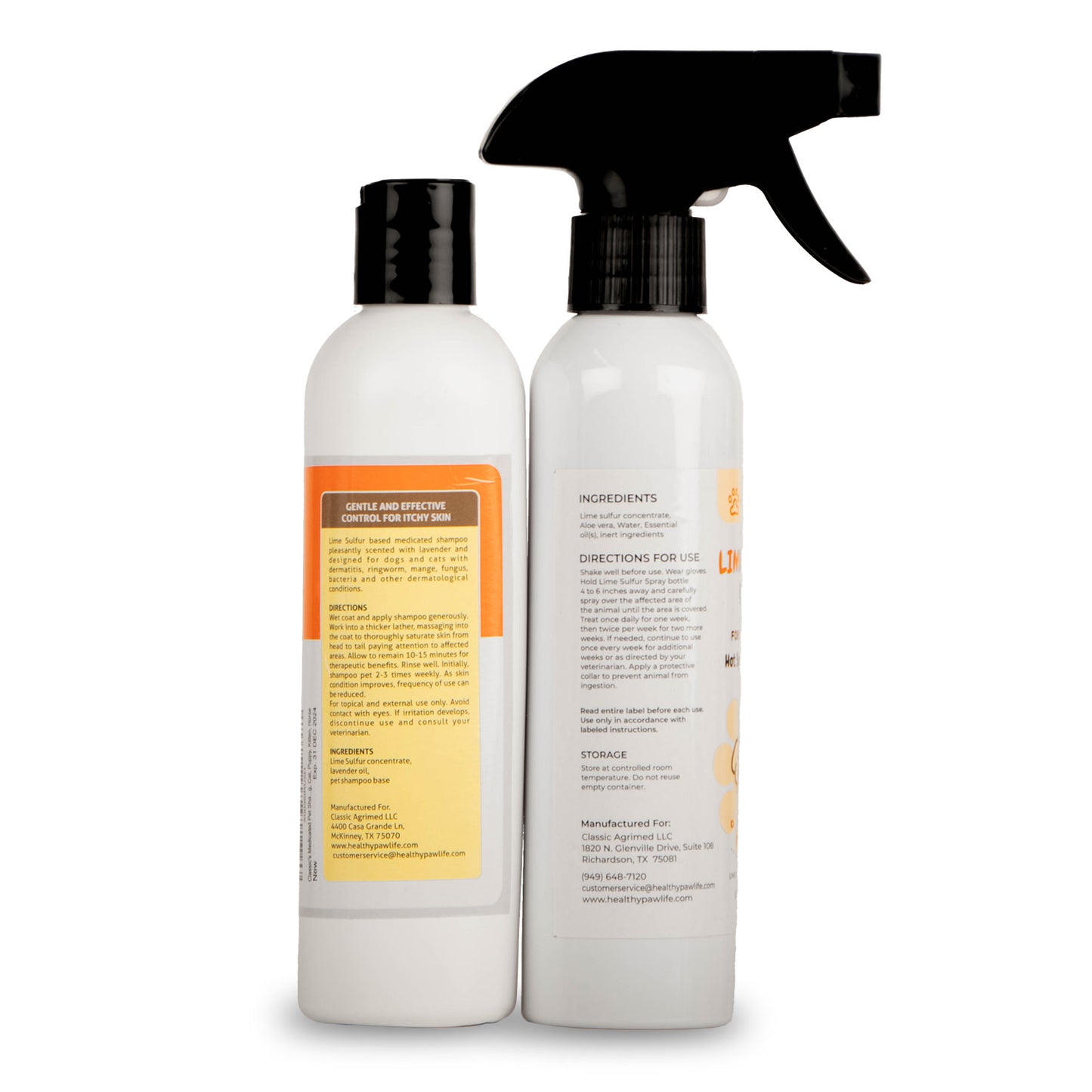 healthy paw life's bundle of lime sulfur spray (8 fl oz) and lime sulfur shampoo (8 fl oz)
