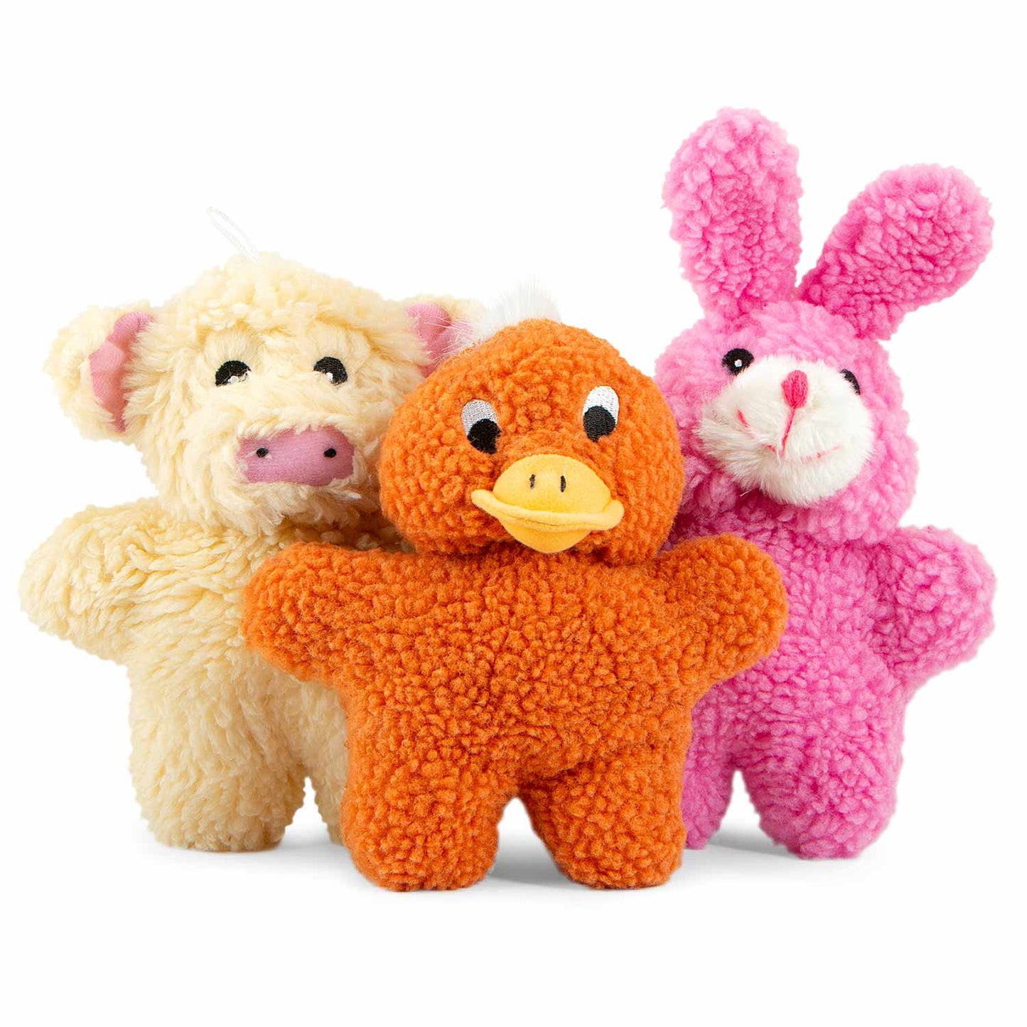 jeffers pet animal fuzzies plush squeaky dog toy for puppies & dogs, soft 8 inch stuffed animal, interactive pet toys for chewing, crate, travel, indoor play, small to large breeds - pink rabbit