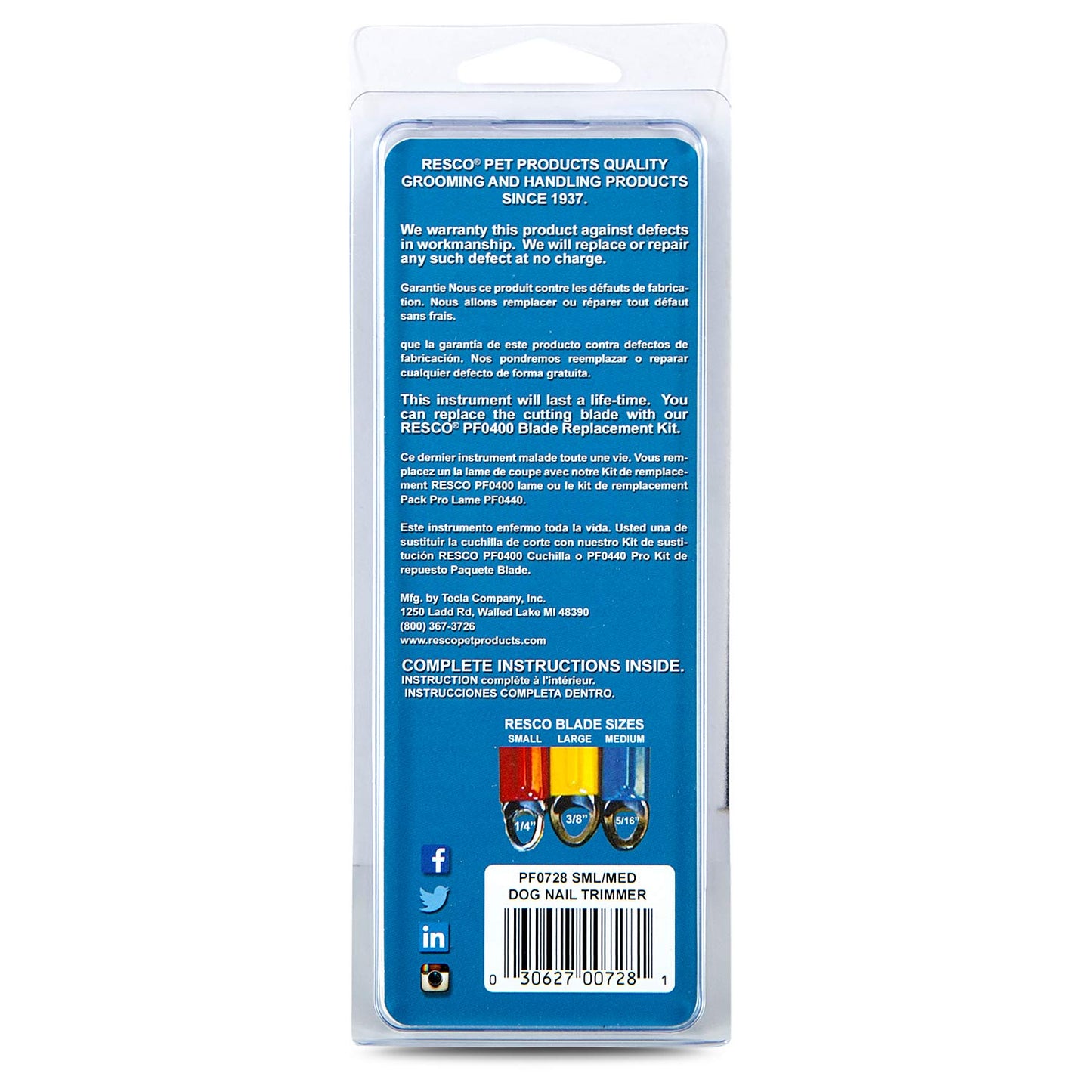 pet nail trimmers with high carbon steel blade - sml/med