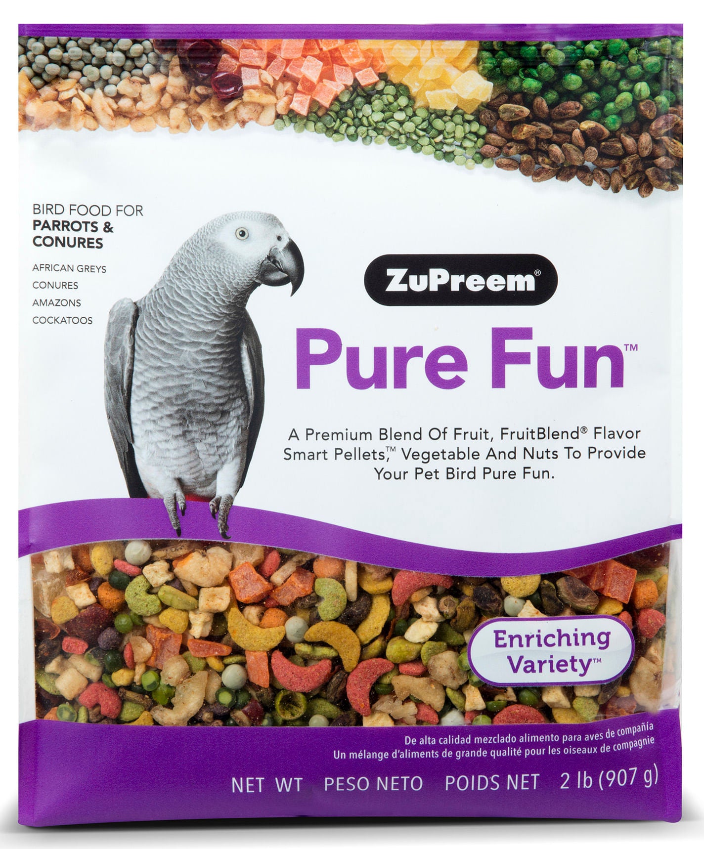 pure fun bird food for parrots & conures 2lb.