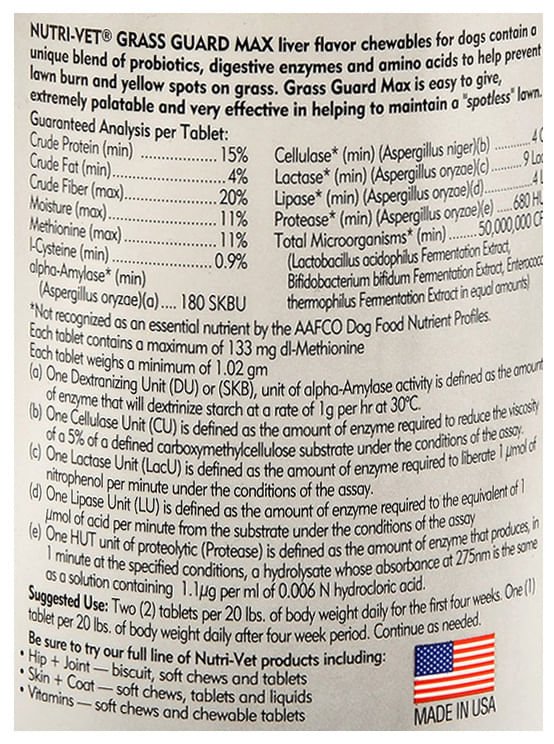 nutri-vet grass-guard max with probiotics & digestive enzymes, 150 count
