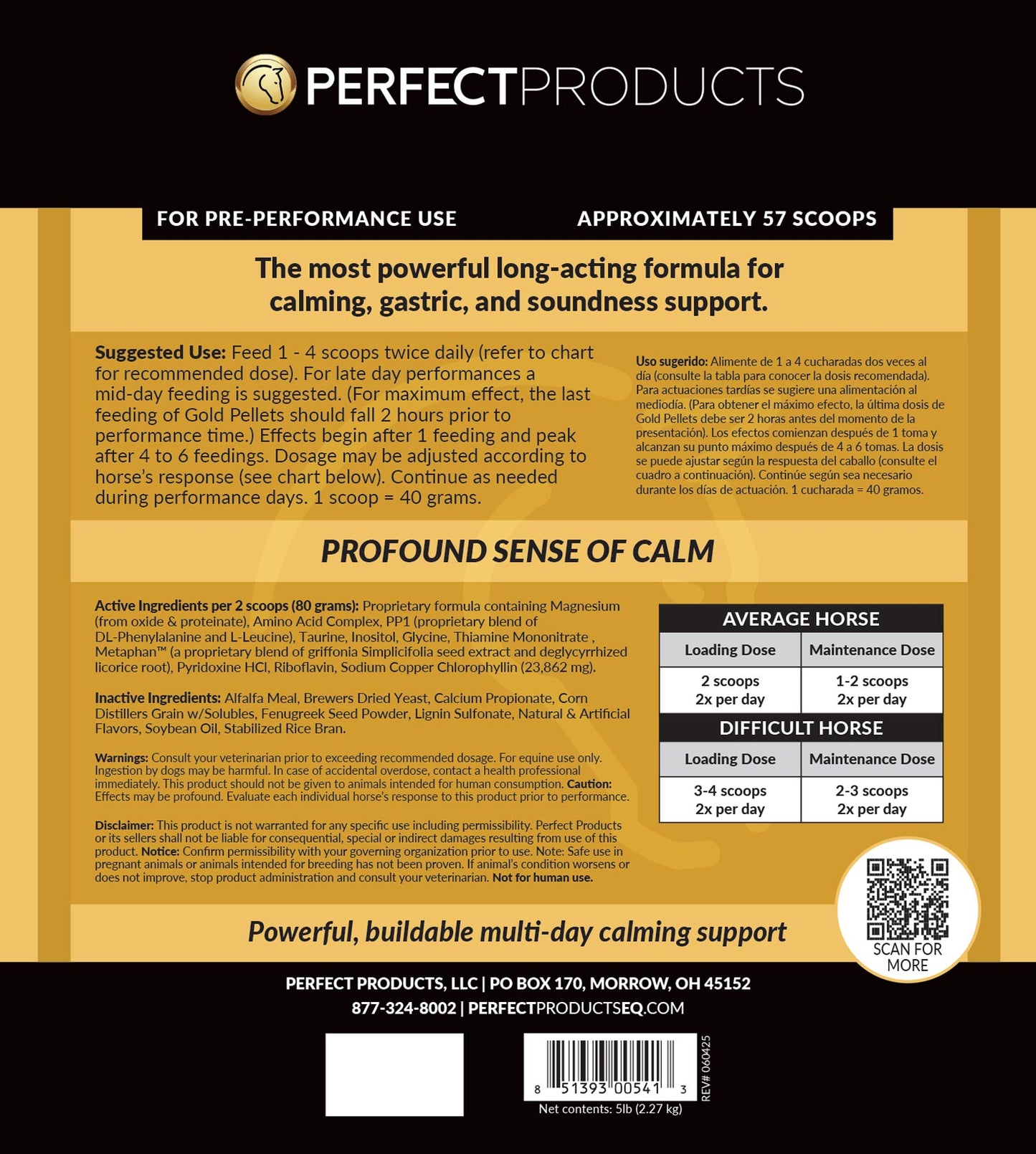 perfect prep eq gold complete calming pellets 5 lb bag