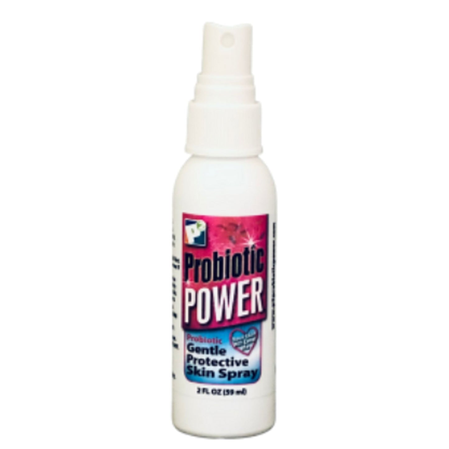 p2 probiotic power skin spray, 2 oz – alcohol free, fragrance free body mist for all ages – travel size reusable spray bottle – gentle on the go refresh for skin, feet & sensitive areas