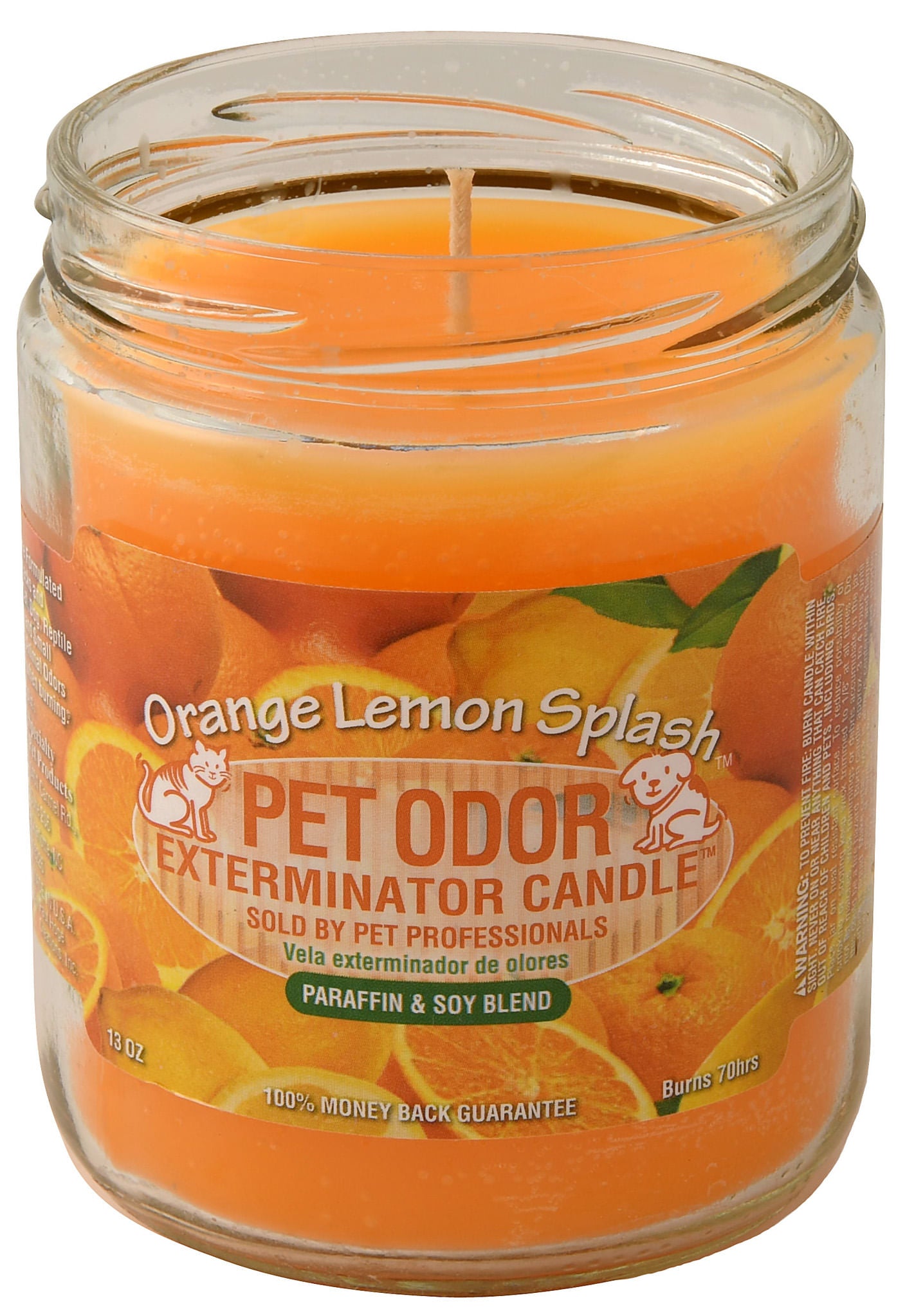 pet odor exterminator candle, orange lemon splash, 13 oz
