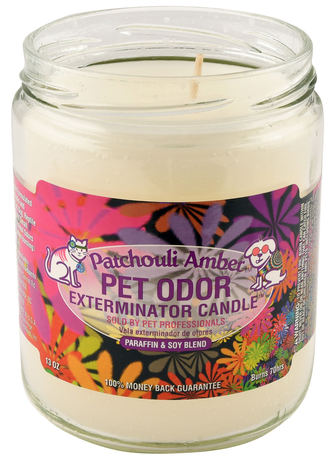 pet odor exterminator candle, patchouli amber, 13 oz