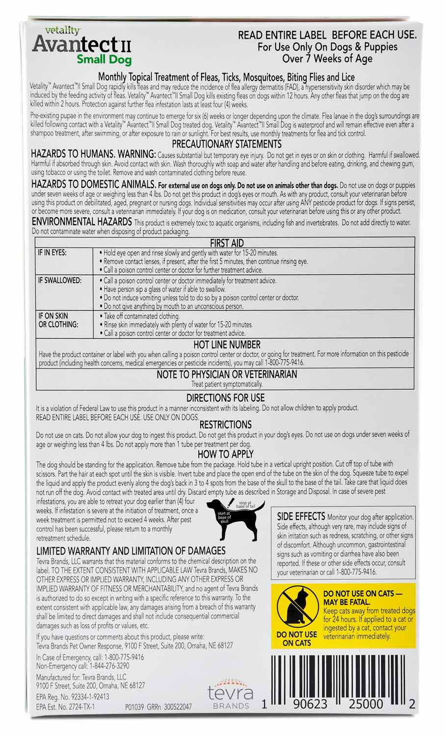 avantect ii flea and tick topical for dogs, 4-pack size: dog 4-10 lb