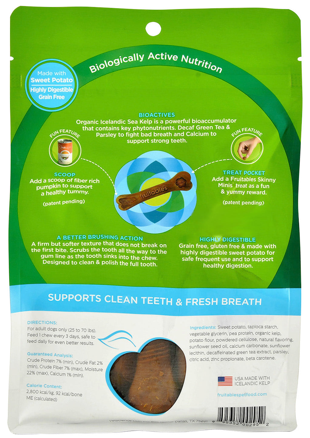 medium fruitables bioactive fresh mouth dental chews, 10 count