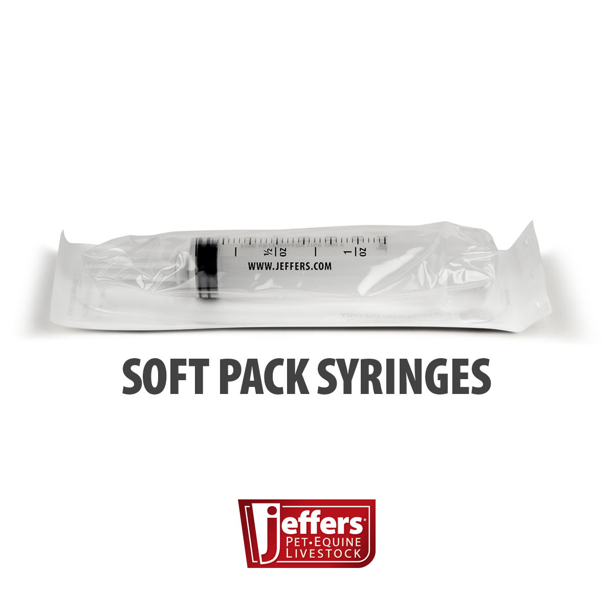 jeffers 5 ml catheter tip syringe soft pack – veterinary feeding & medication syringe for pets, livestock, dogs, cats, – extended tip, easy read ml/.cc & oz markings, safe travel use - box of 50