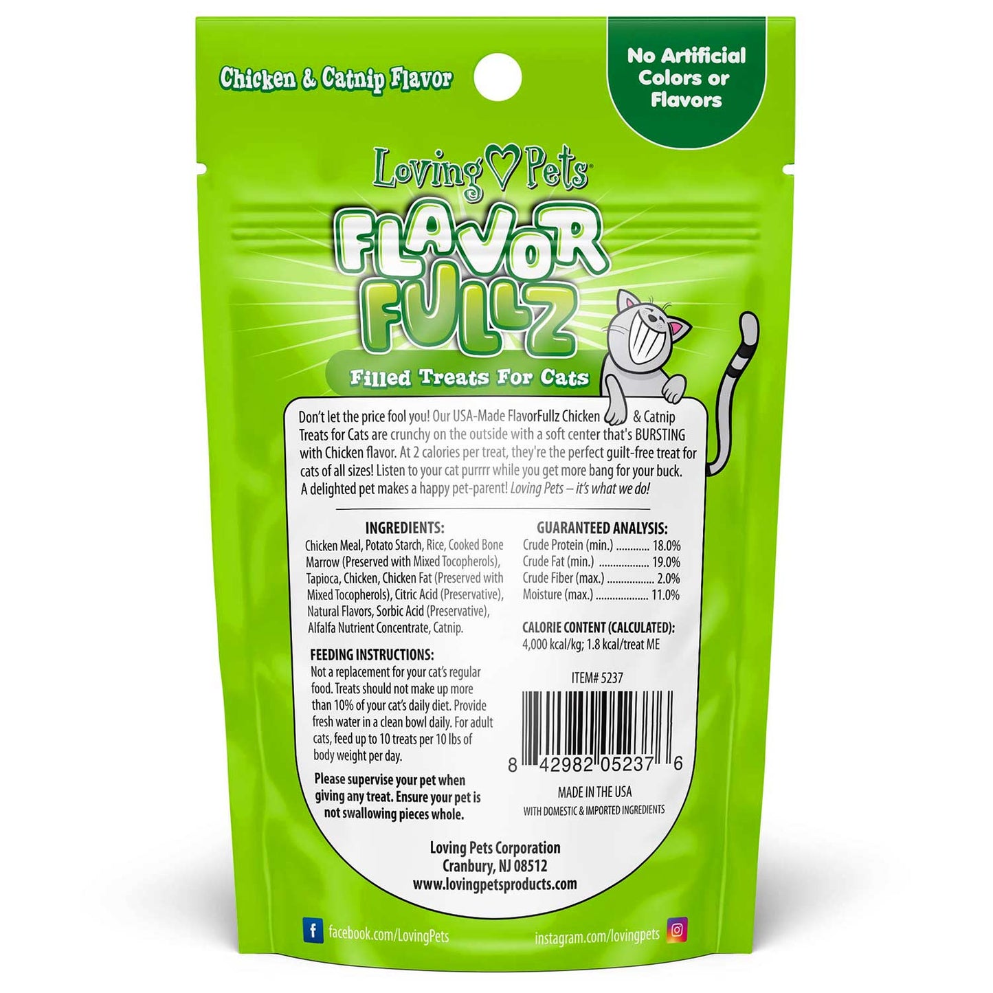 flavorfullz cat treats chicken & catnip, 3 oz.