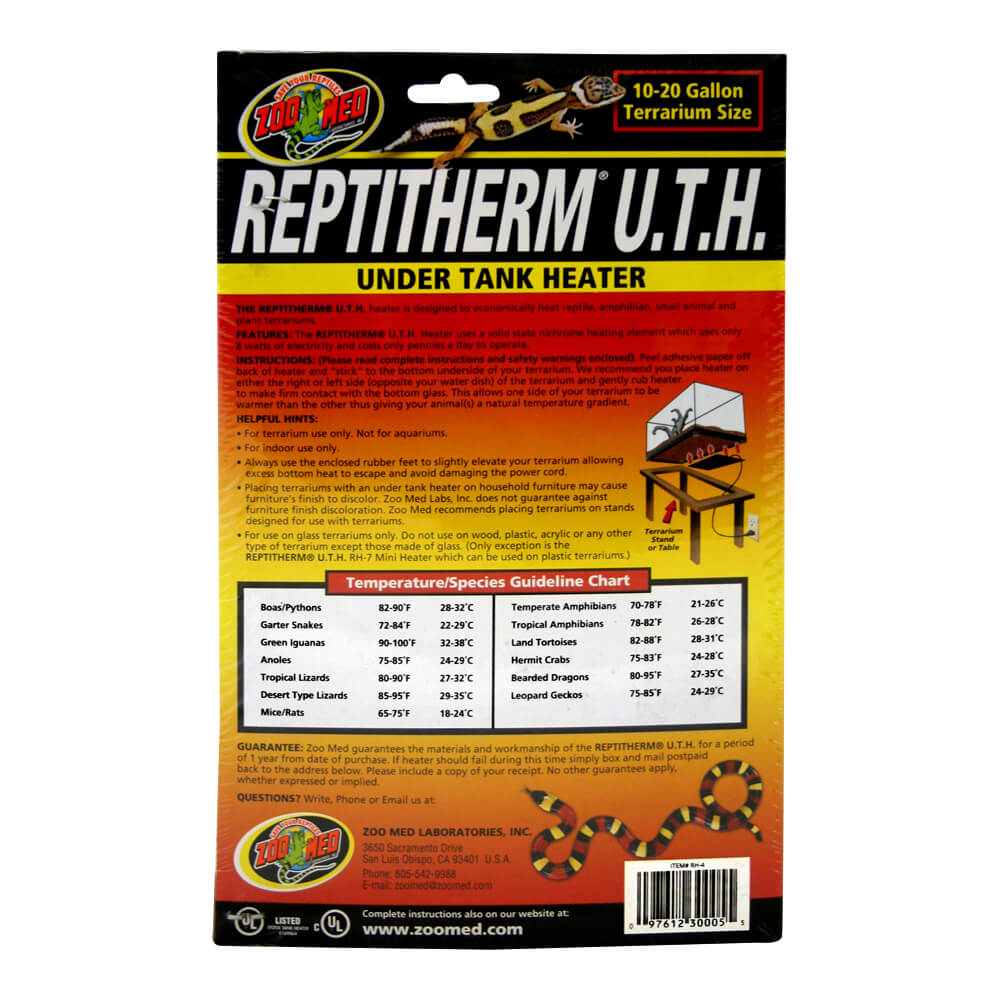 reptitherm under tank heater 10-20 gallon 6x8"