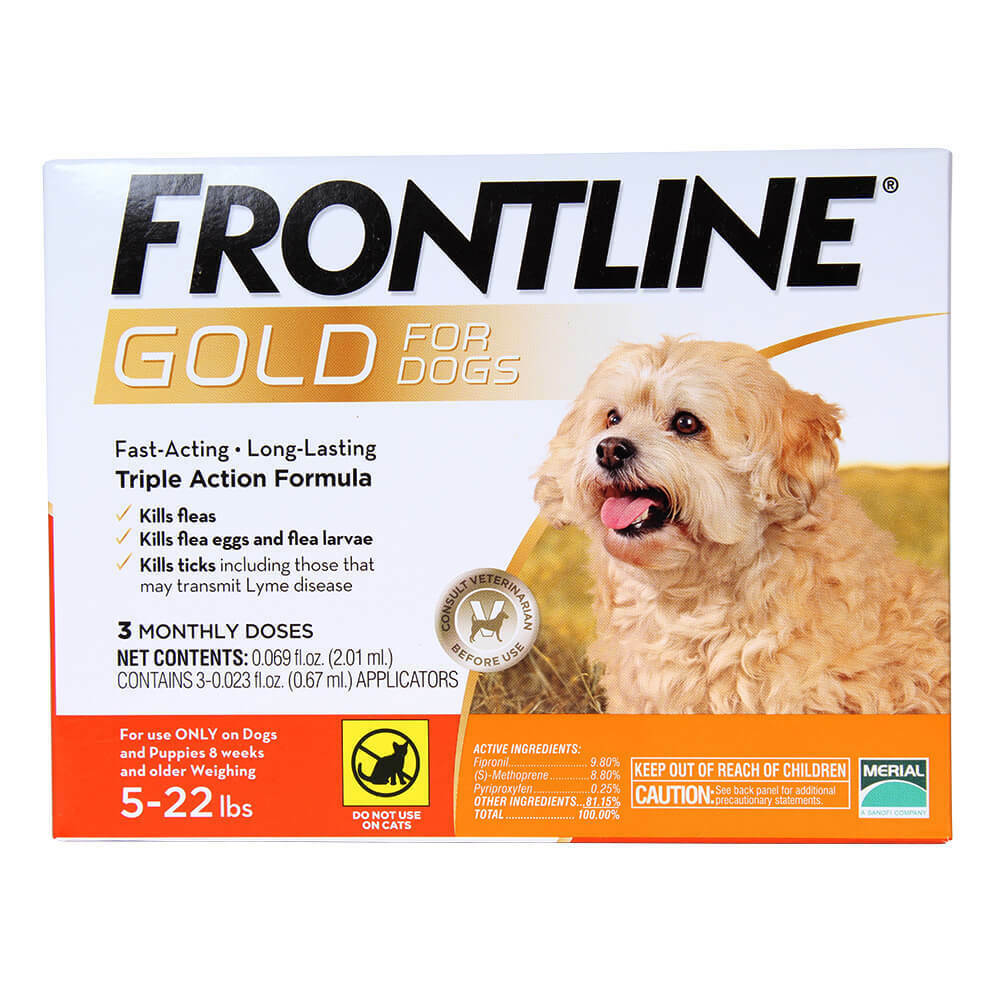 frontline gold for dogs 5-22 lbs  orange  3 month