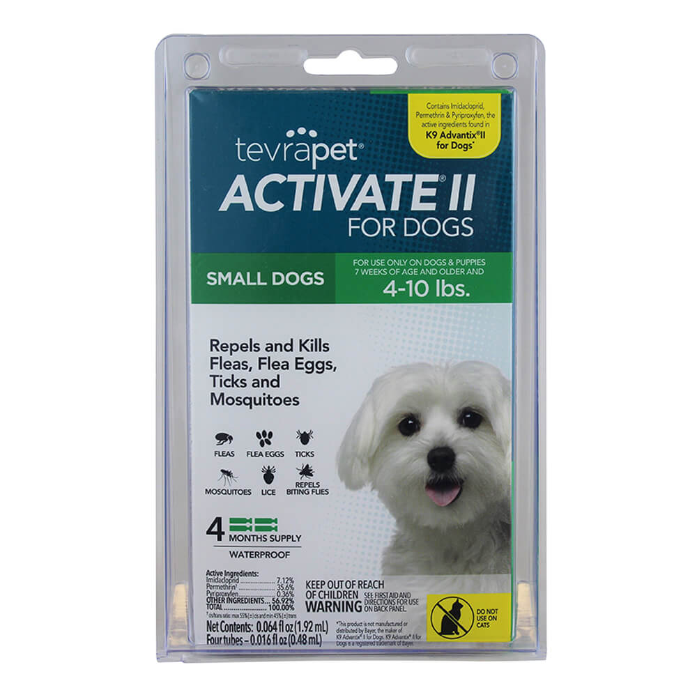 tevrapet activate ii for small dog 4-10 lbs, 4 month supply