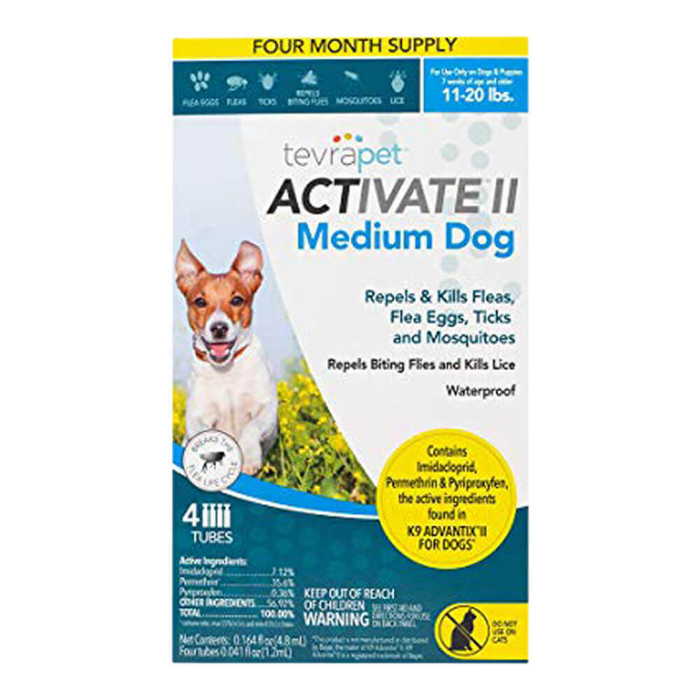tevrapet activate ii for medium dog 11-20 lbs, 4 month supply