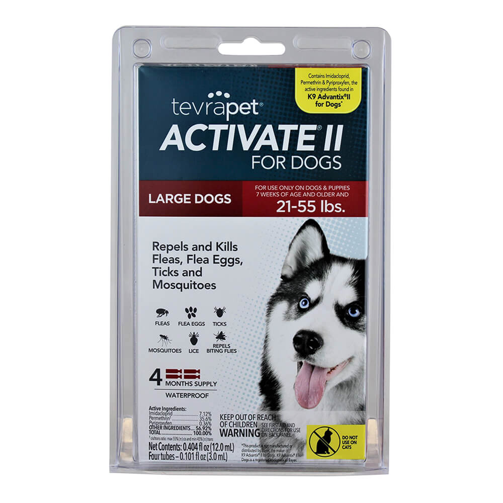 tevrapet activate ii for large dog 21-55 lbs, 4 month supply