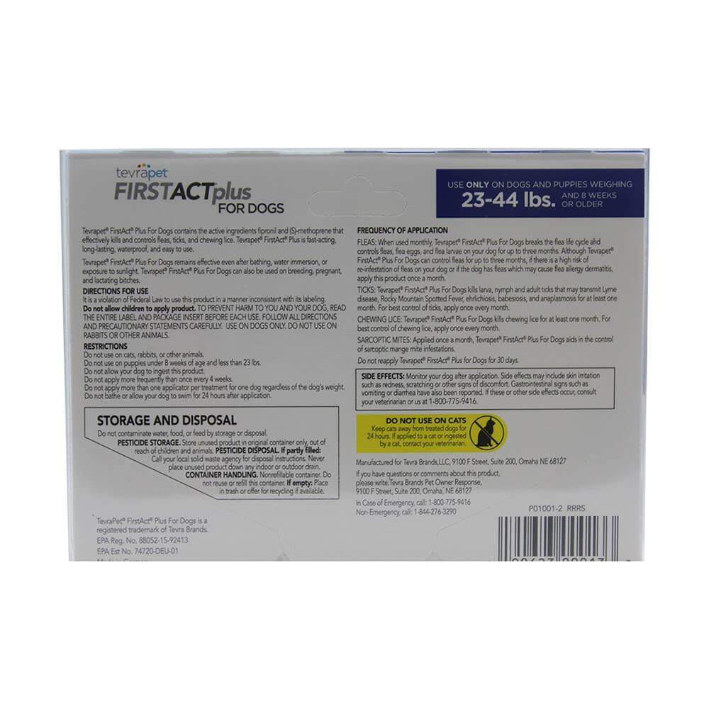 tevrapet firstact plus for dogs 23-44lbs, 3 month supply