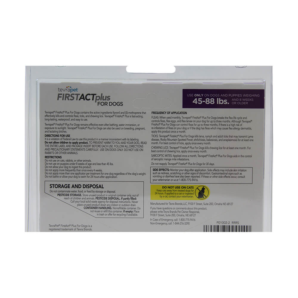 tevrapet firstact plus for dogs 45-88 lbs, 3 month supply