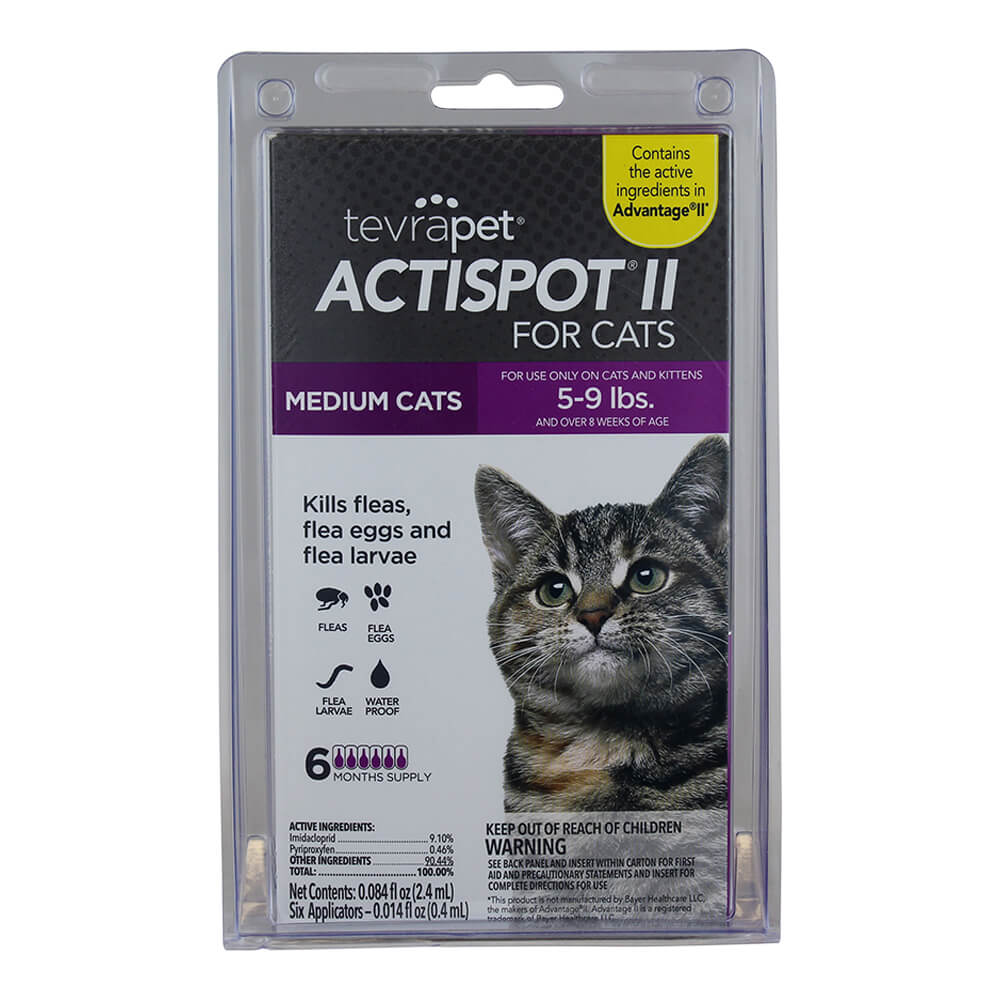 tevrapet actispot ii for medium cats 5-9 lbs, 6 month supply