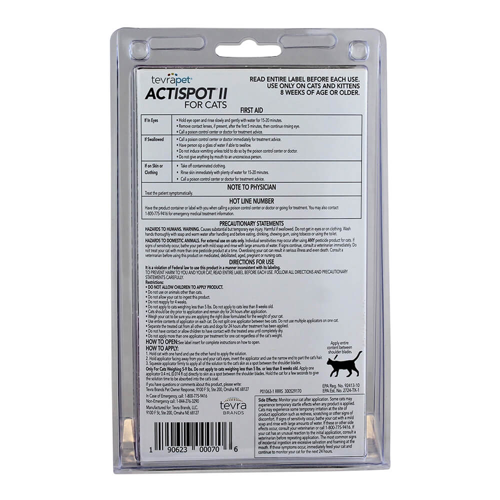 tevrapet actispot ii for medium cats 5-9 lbs, 6 month supply