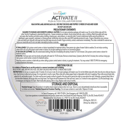 TevraPet Activate II Flea & Tick Collar Dogs  12 month  2 ct