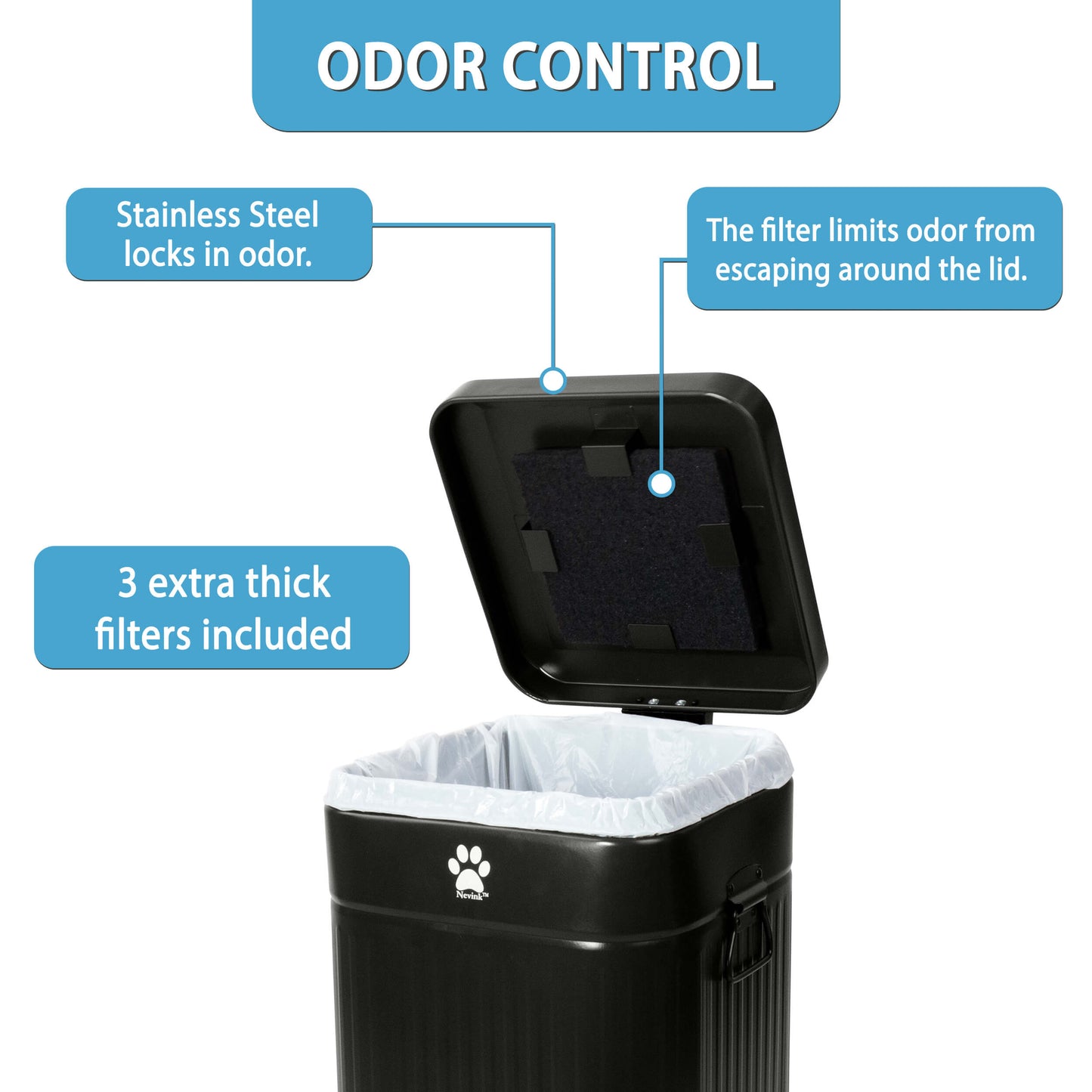 nevink dog poop trash can for outdoors 12 liter, black
