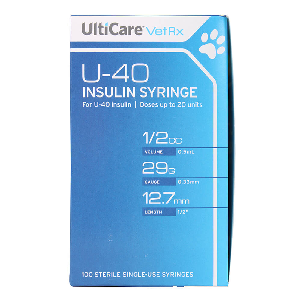 ulticare u-40 insulin syringe  1/2 cc  29 gauge x 1/2"  100 ct  w/o disposal