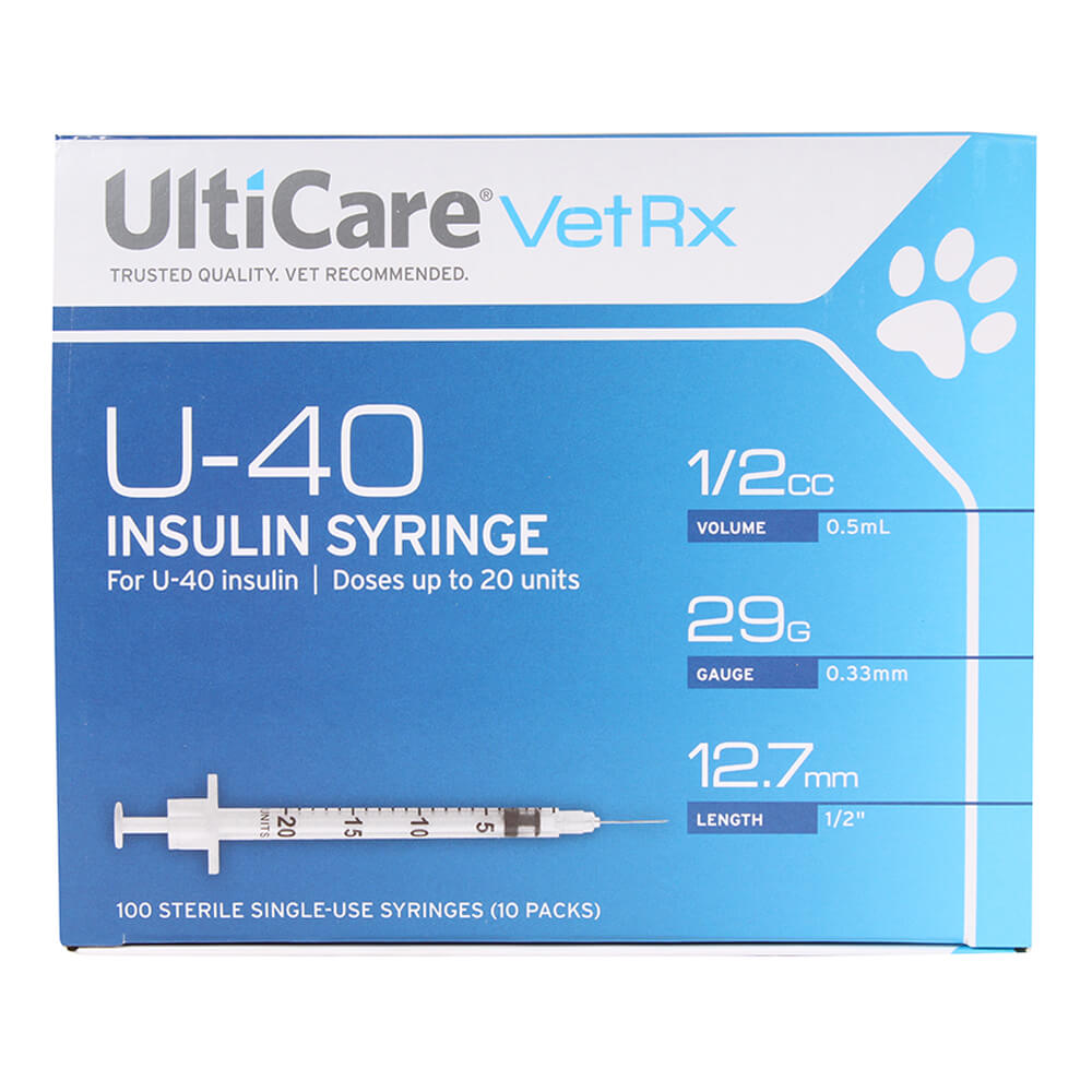 ulticare u-40 insulin syringe  1/2 cc  29 gauge x 1/2"  100 ct  w/o disposal