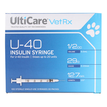 UltiCare U-40 Insulin Syringe  1/2 cc  29 gauge x 1/2"  100 ct  w/o disposal