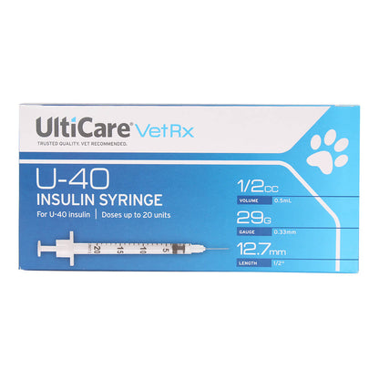 UltiCare U-40 Insulin Syringe  1/2 cc  29 gauge x 1/2"  100 ct  w/o disposal