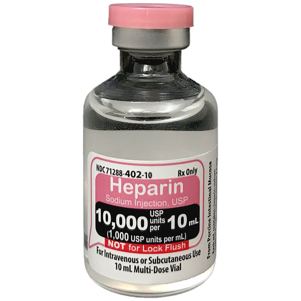 rx heparin 1000units/1ml x10ml vial