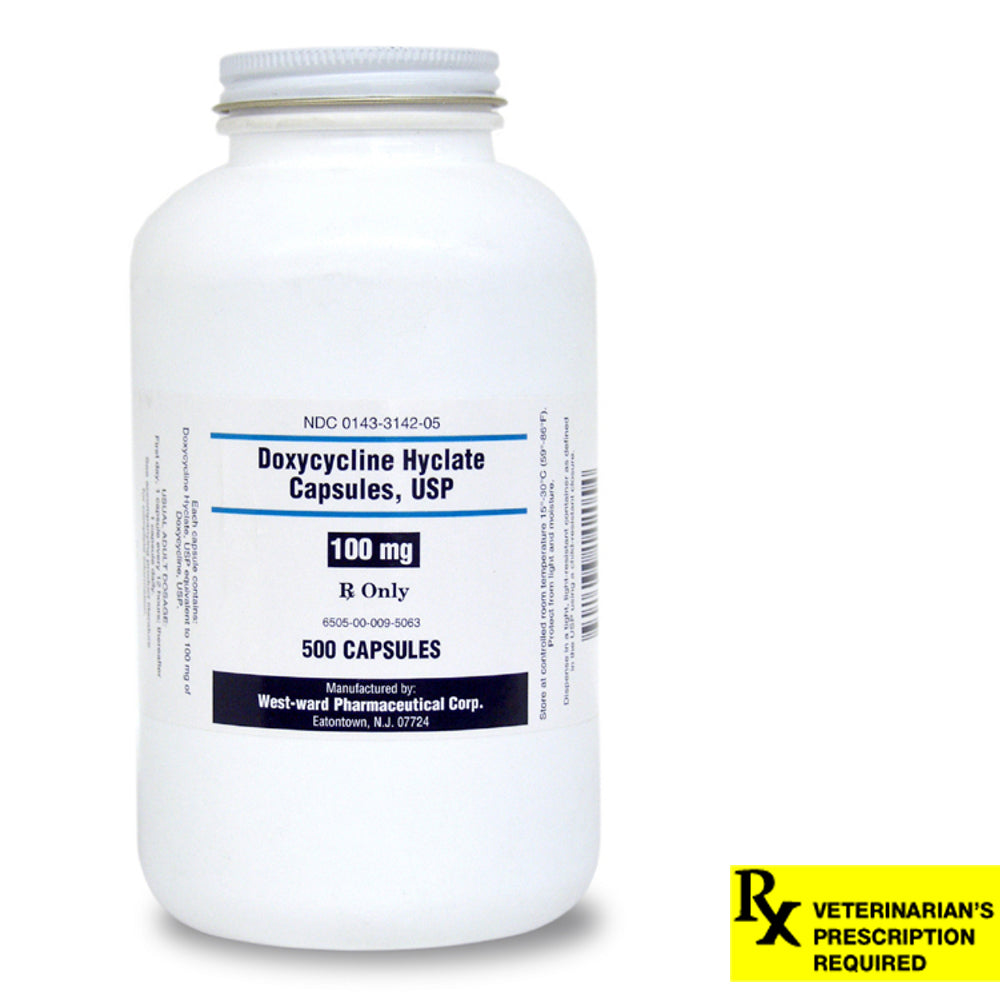rx doxycy hyclate capsules  100 mg x 500 ct
