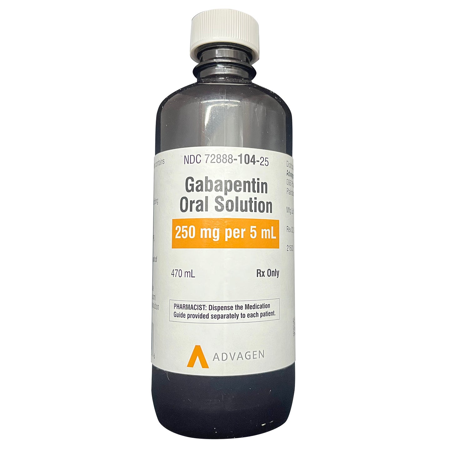 rx gabapentin oral solution 250mg/5ml, 470ml