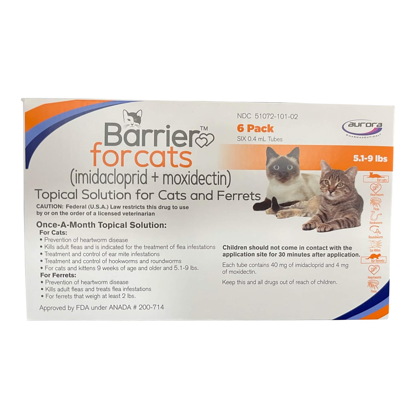 rx barrier topical solution for cats, 5.1-9 lbs, 6 month